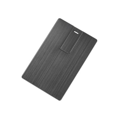 Купить Флеш-карта USB 2.0 16 Gb в виде металлической карты Card Metal, темно-серый с нанесением логотипа