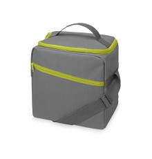 Изотермическая сумка-холодильник Classic c контрастной молнией, серый/зел яблоко