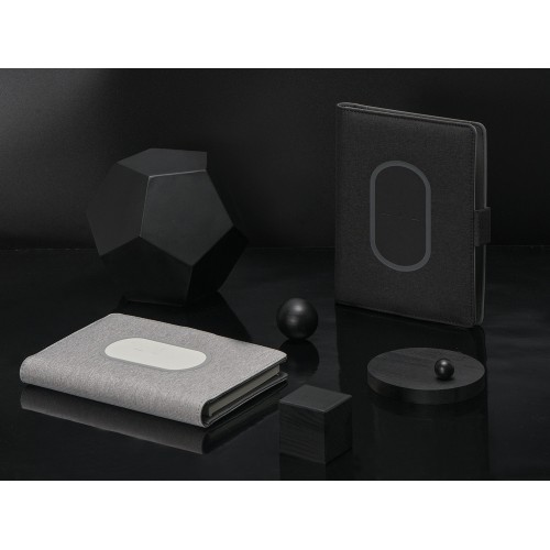 Купить Органайзер с беспроводной зарядкой 5000 mAh Powernote, светло-серый (P) с нанесением логотипа