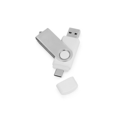 Купить USB3.0/USB Type-C флешка на 16 Гб Квебек C, белый с нанесением