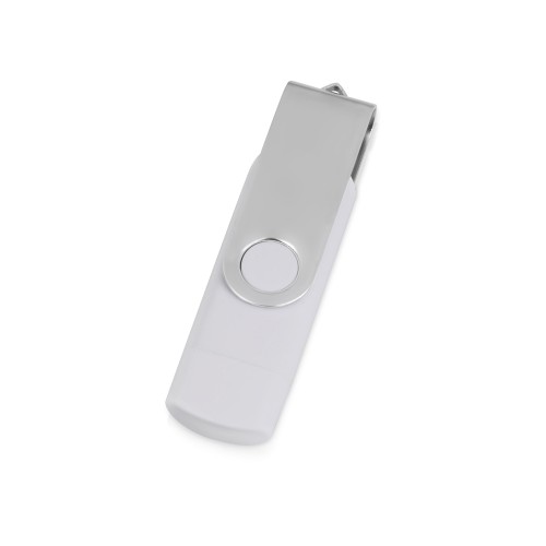 Купить USB/micro USB-флешка 2.0 на 16 Гб Квебек OTG, белый с нанесением логотипа