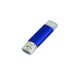 Купить USB-флешка на 64 ГБ.c дополнительным разъемом Micro USB, синий с нанесением логотипа