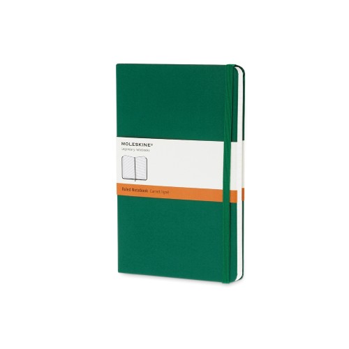 Купить Записная книжка Moleskine Classic (в линейку) в твердой обложке, Large (13х21см), зеленый с нанесением логотипа