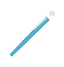 Ручка металлическая роллер Brush R GUM soft-touch с зеркальной гравировкой, голубой