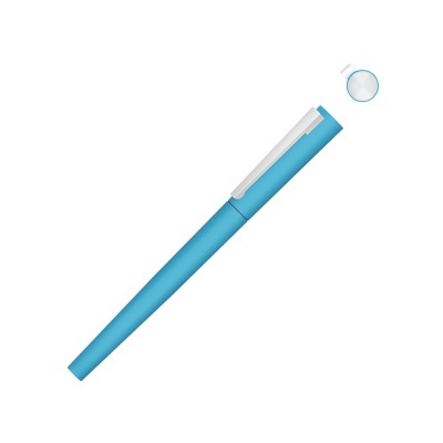 Купить Ручка металлическая роллер Brush R GUM soft-touch с зеркальной гравировкой, голубой с нанесением