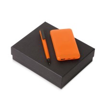 Подарочный набор c пластиковой ручкой, повербанком С2, 10000 mAh, оранжевый
