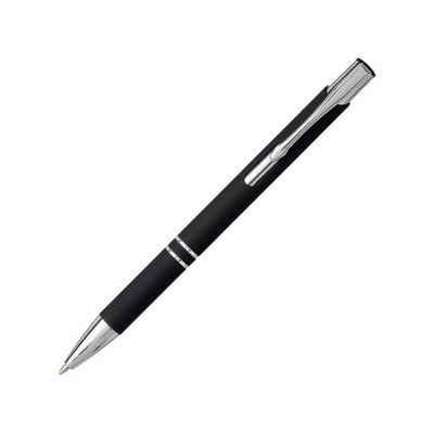 Купить Шариковая кнопочная ручка Moneta с матовым антискользящим покрытием, черный с нанесением
