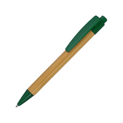 Купить Ручка шариковая Borneo из бамбука, зеленый, черные чернила с нанесением