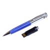 Купить Флешка в виде ручки с мини чипом, 32 Гб, синий/серебристый с нанесением логотипа