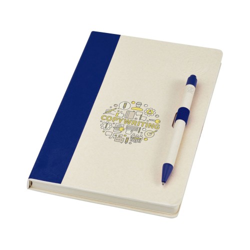 Купить Блокнот размером A5 и шариковая ручка Dairy Dream, cиний с нанесением логотипа