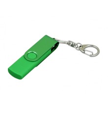 Флешка с поворотным механизмом, c дополнительным разъемом Micro USB, 64 Гб, зеленый