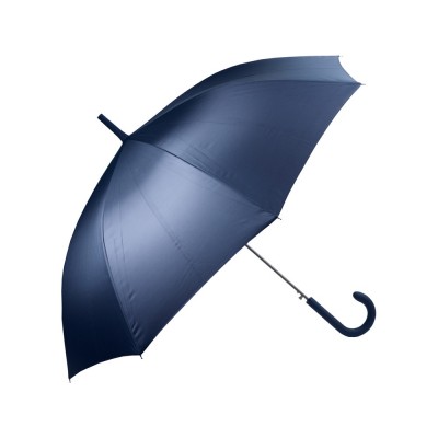 Купить Зонт-трость полуавтомат с прорезиненной ручкой, темно-синий с нанесением логотипа