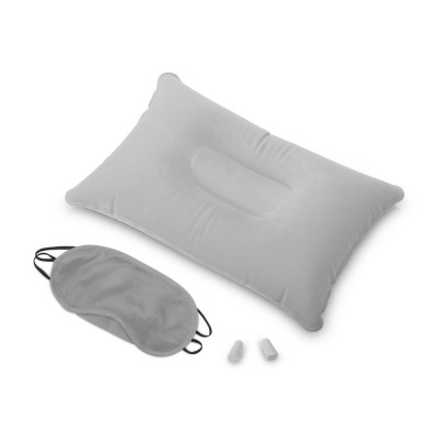 Купить Набор для путешествия с прямоугольной подушкой Cloud, серый с нанесением логотипа