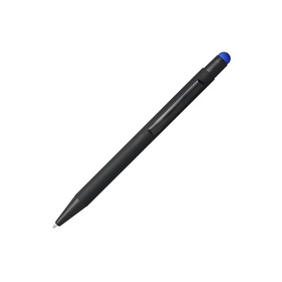 Купить Резиновая шариковая ручка-стилус Dax, черный/синий с нанесением логотипа