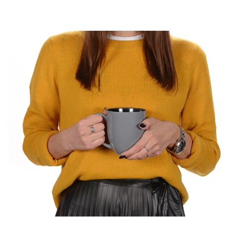 Купить Кружка керамическая Gracy 450мл, серый/черный с нанесением логотипа