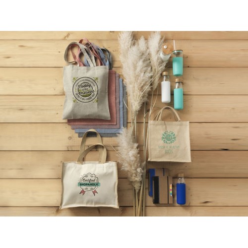 Купить Сумка-тоут Pheebs из переработанного хлопка 150 г/м2, синий меланж с нанесением логотипа