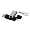 Купить Флешка с  поворотным механизмом, c дополнительным разъемом Micro USB, 32 Гб, черный с нанесением логотипа