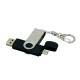 Купить Флешка с  поворотным механизмом, c дополнительным разъемом Micro USB, 32 Гб, черный с нанесением логотипа