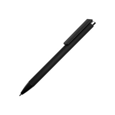 Купить Ручка металлическая шариковая Taper Metal софт-тач с цветным зеркальным слоем, черный с серебристым с нанесением логотипа