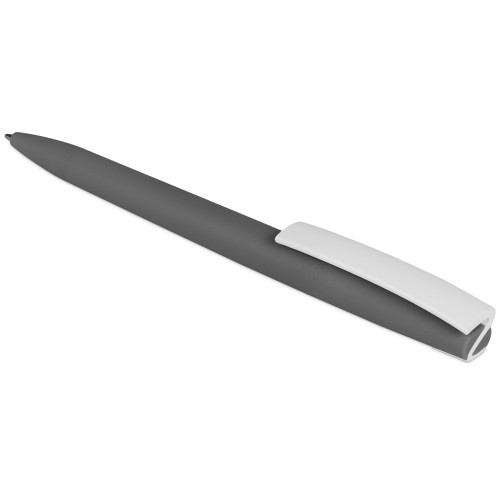 Купить Ручка пластиковая soft-touch шариковая Zorro, серый/белый с нанесением логотипа