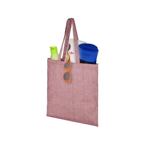 Купить Сумка-тоут Pheebs из переработанного хлопка 150 г/м2, бордовый меланж с нанесением логотипа