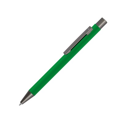 Купить Ручка шариковая UMA STRAIGHT GUM soft-touch, с зеркальной гравировкой, зеленый с нанесением логотипа