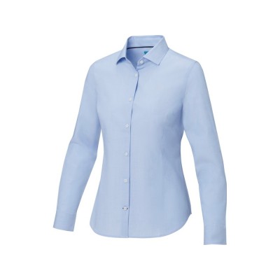 Купить Cuprite Женская рубашка с длинным рукавом, изготовленная из натуральных материалов, которые отвечают стандарту GOTS - Светло-синий с нанесением логотипа