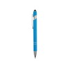 Купить Ручка металлическая soft-touch шариковая со стилусом Sway, голубой/серебристый с нанесением логотипа