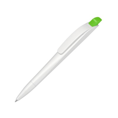 Купить Ручка шариковая пластиковая Stream, белый/салатовый с нанесением логотипа