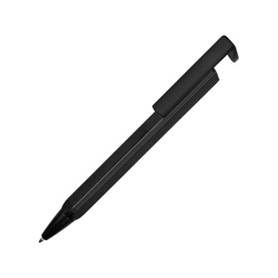 Купить Ручка-подставка металлическая, Кипер Q, черный с нанесением логотипа
