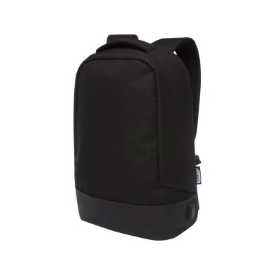 Купить Рюкзак Cover из вторичного ПЭТ с противосъемным приспособлением, черный с нанесением логотипа