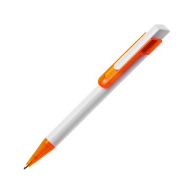 Купить Ручка шариковая Бавария белая/оранжевая с нанесением