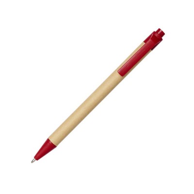 Купить Шариковая ручка Berk из переработанного картона и кукурузного пластика, натуральный/красный с нанесением
