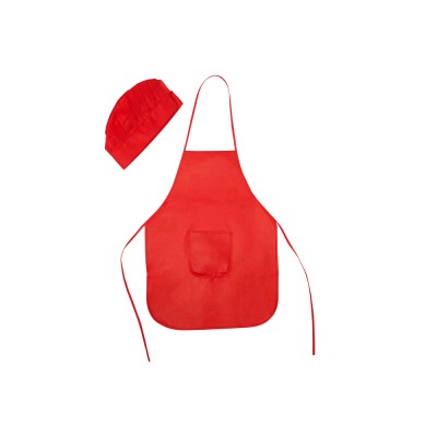Купить Детский комплект JAMIE (фартук, шапочка), красный с нанесением логотипа