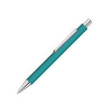 Ручка шариковая металлическая Pyra soft-touch с зеркальной гравировкой, бирюзовый