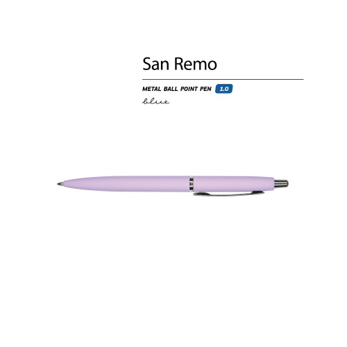 Купить Ручка металлическая шариковая San Remo, софт-тач, 1.0 мм, сиреневый с нанесением логотипа