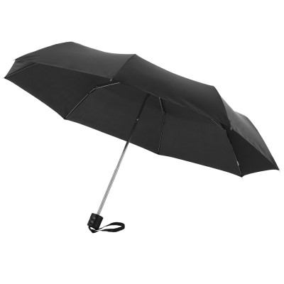 Купить Зонт Ida трехсекционный 21,5, черный с нанесением логотипа