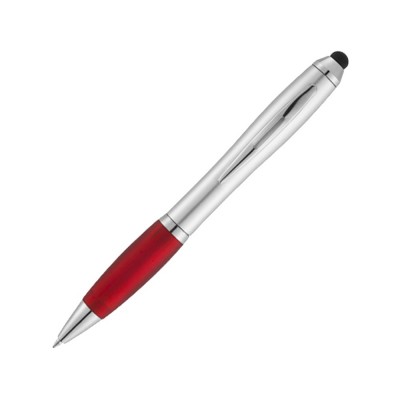 Купить Ручка-стилус шариковая Nash, серебристый/красный с нанесением логотипа