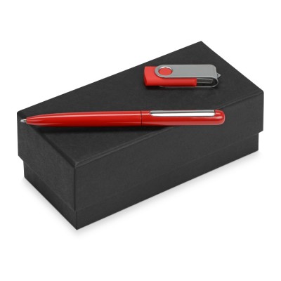 Купить Подарочный набор Skate Mirro с ручкой для зеркальной гравировки и флешкой, красный с нанесением