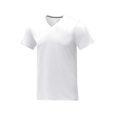 Somoto Мужская футболка с коротким рукавом и V-образным вырезом , белый