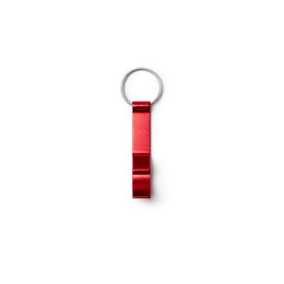 Купить Алюминиевый брелок BIOKO с открывалкой, красный с нанесением логотипа