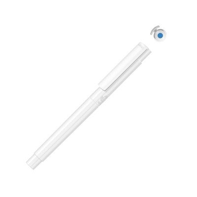 Купить Капиллярная ручка в корпусе из переработанного материала rPET RECYCLED PET PEN PRO FL, белый с голубым с нанесением логотипа