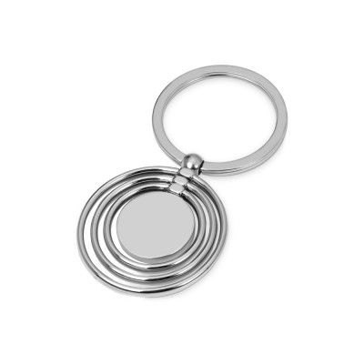 Купить Брелок с 3 кольцами и диском, вращающимися вокруг одной оси, серебристый с нанесением логотипа