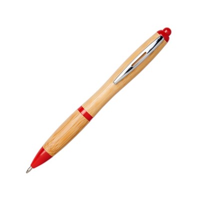 Купить Шариковая ручка Nash из бамбука, натуральный/красный с нанесением