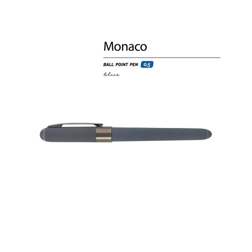 Купить Ручка пластиковая шариковая Monaco, 0,5мм, синие чернила, графит/вороненая сталь с нанесением логотипа