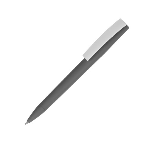 Купить Ручка пластиковая soft-touch шариковая Zorro, серый/белый с нанесением логотипа
