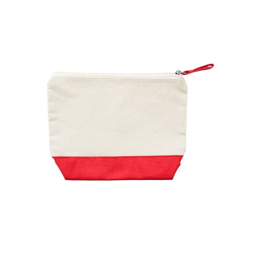 Купить Косметичка DOEL из хлопка плотностью 280 г/м2, бежевый/красный с нанесением логотипа
