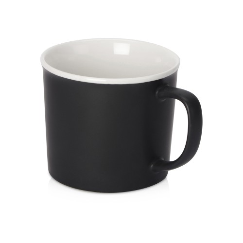 Купить Матовая кружка Nancy 360 мл цветная снаружи, белая внутри, черный с нанесением логотипа