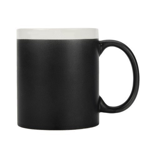 Купить Кружка с покрытием для рисования мелом Да Винчи, черный/белый с нанесением логотипа