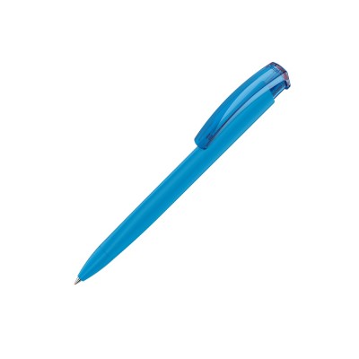 Купить Ручка шариковая трехгранная UMA TRINITY K transparent GUM, soft-touch, голубой с нанесением